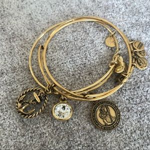 Alex and Ani 3 Piece Gold Charm Bangles
